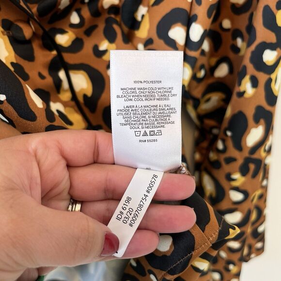 Express X Ladygang Animal Print Blouse Pajama Style Button Down Women’s Size XL - Picture 8 of 9